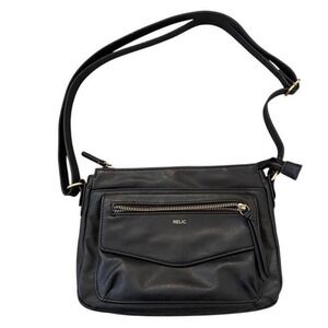 Relic by Fossil Black Faux Leather Crossbody Bag RLH9006 Gold Hardware Purse